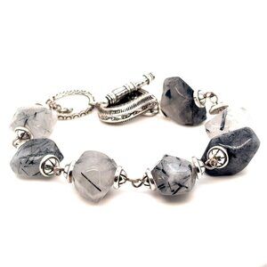 Brighton Gray Stone Heart Toggle Bracelet